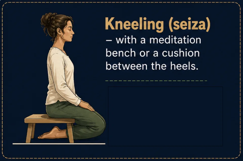Lying down (savasana) — for body scan and sleep meditations. Risk of falling asleep: reserve for these practices.