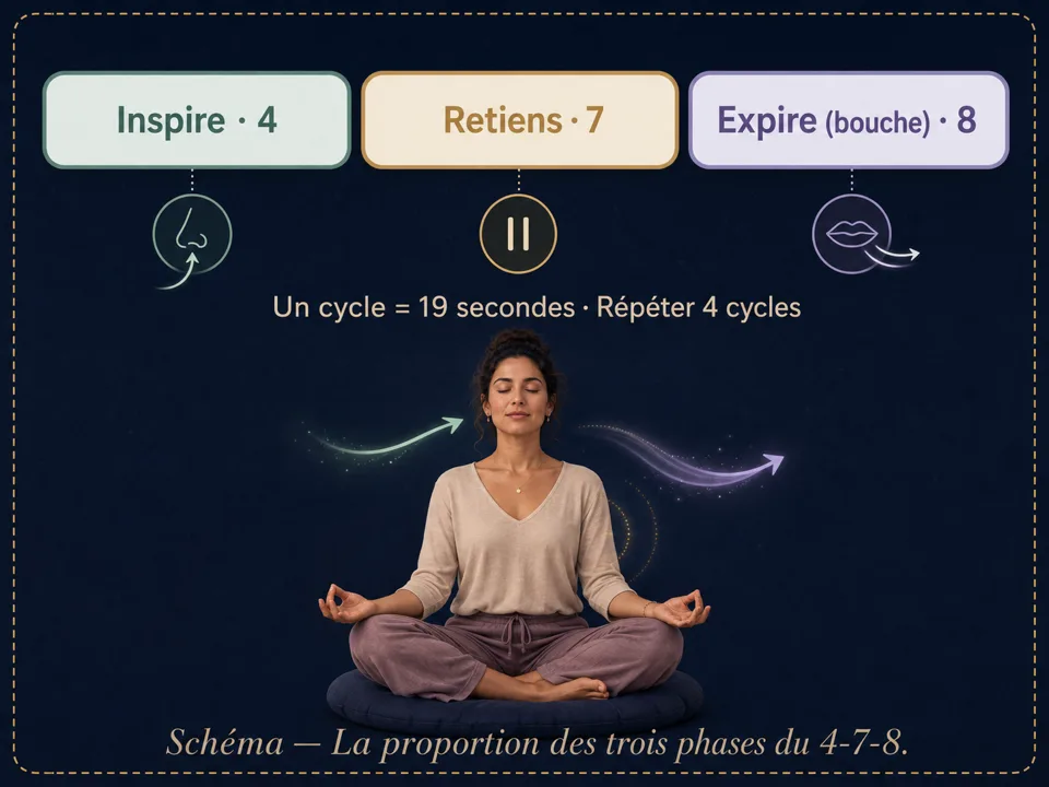 Schéma de la respiration 4-7-8, la technique de respiration pour s'endormir