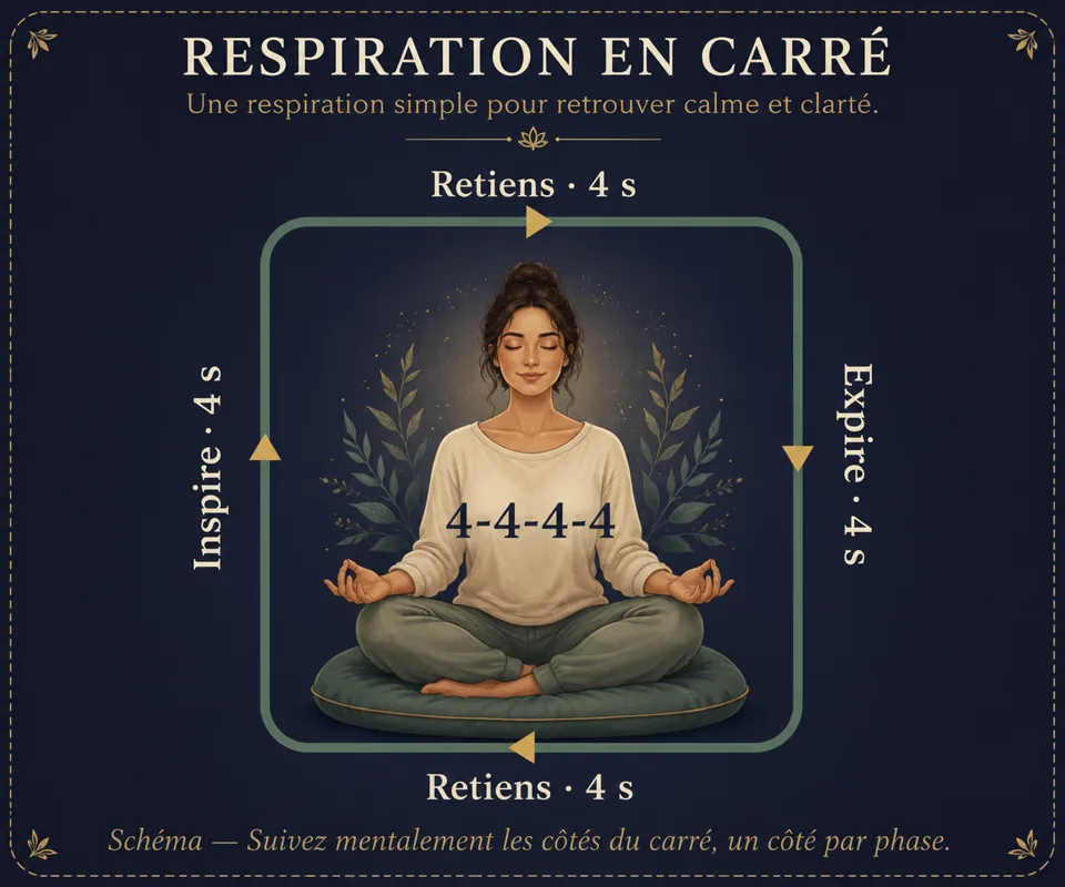 Schéma — Suivez mentalement les côtés du carré, un côté par phase.