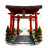 Un portal torii rojo que se abre a una escalera de piedra