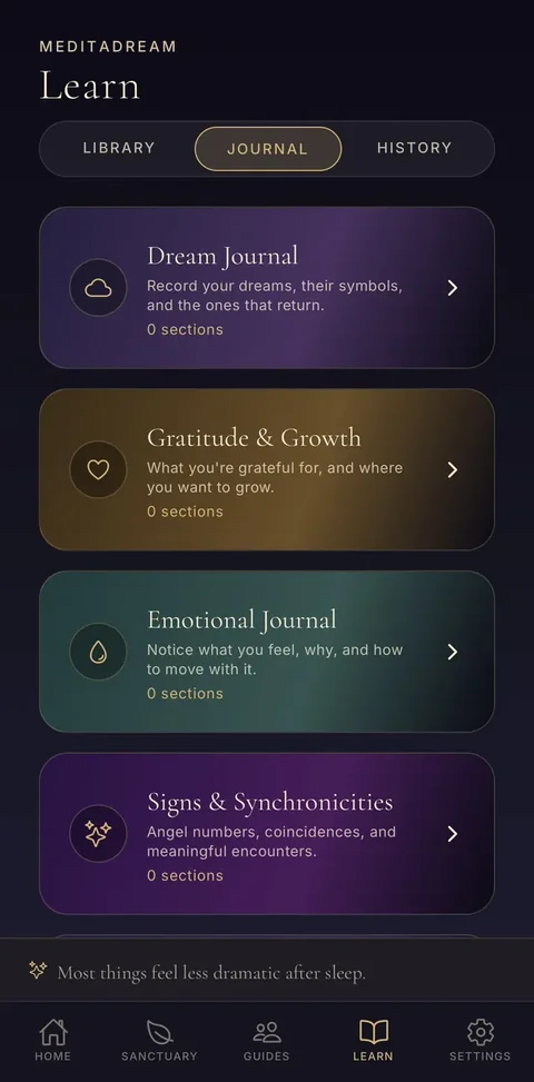 The journals: dreams, gratitude, emotions, signs and synchronicities