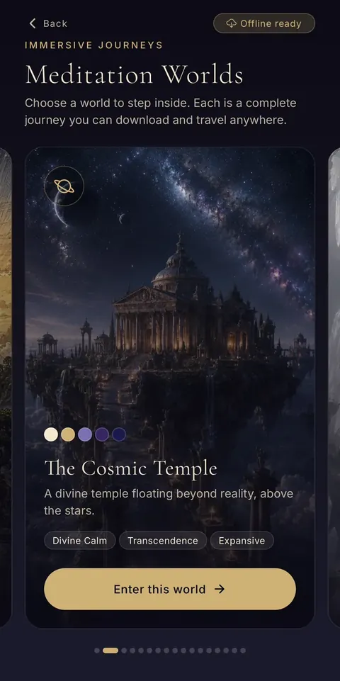 The Cosmic Temple immersive world, a guided meditation of about twenty minutes