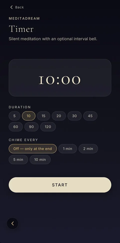 The timer: silent meditation with an optional interval bell