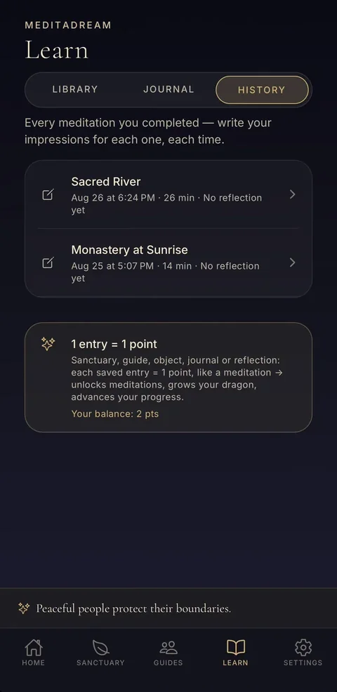 The history of every completed meditation