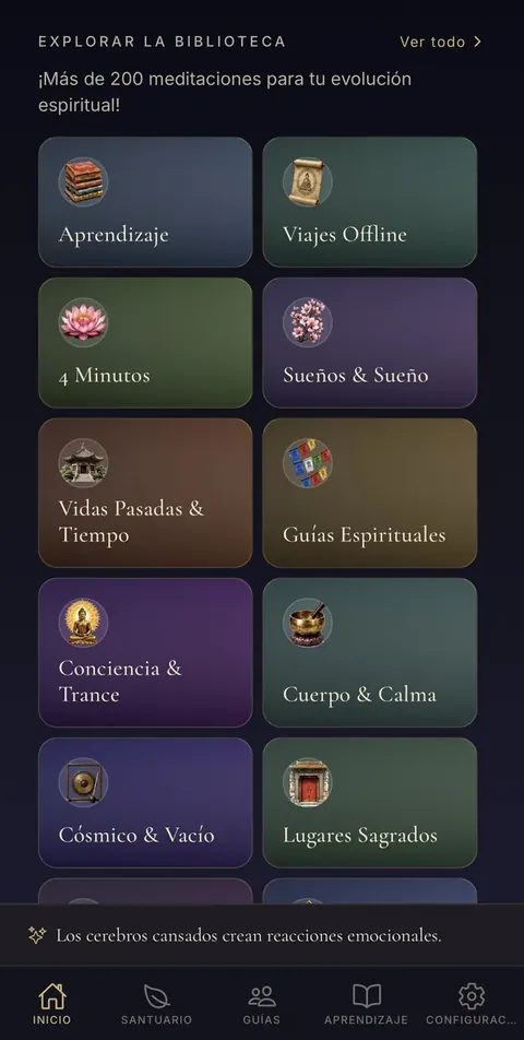 La biblioteca de meditaciones guiadas en español, en 19 categorías ilustradas