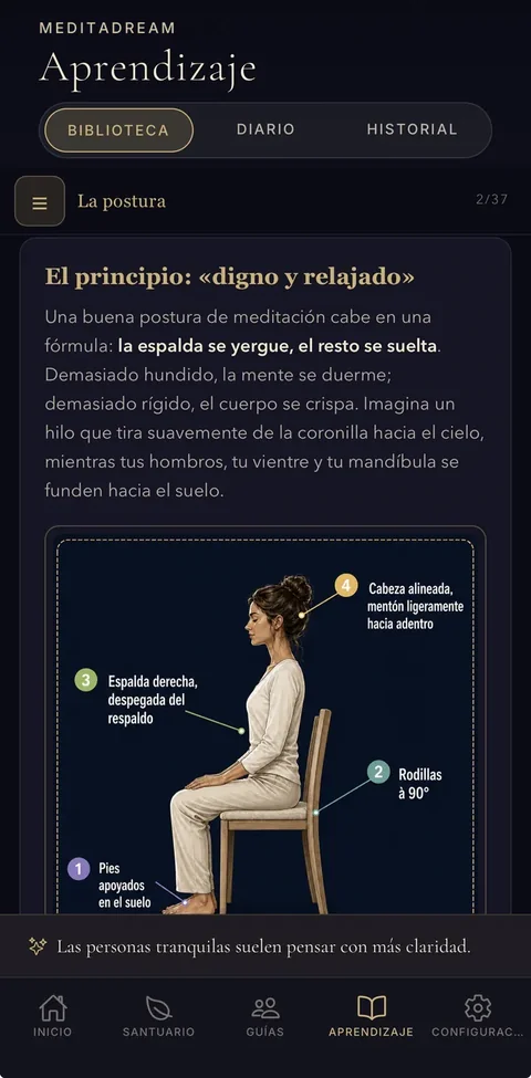 Lección para aprender a meditar: la postura, espalda erguida y cuerpo suelto