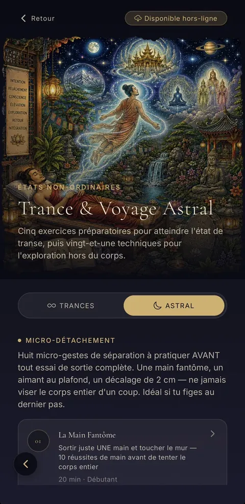 Micro-détachement : cinq gestes de préparation au voyage astral. La catégorie Trance & Voyage Astral : exercices de micro-détachement